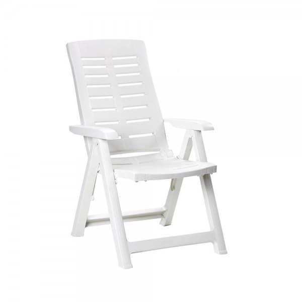 Silla plegable multiposicionnes color blanco 60 x 61 x 109 cm