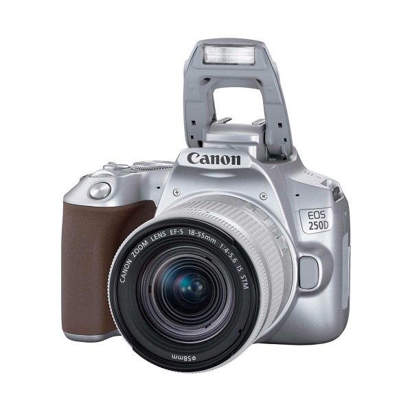 Canon eos 250d silver + objetivo zoom ef-s18-55mm f/3.5-5.6 iii / cámara reflex digital