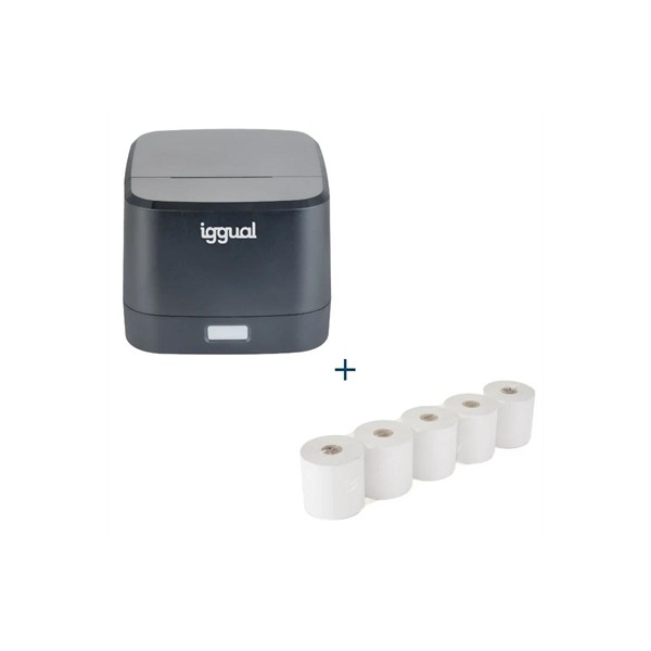 Iggual kit impresora térmica tp easy 58 + 5 rollos