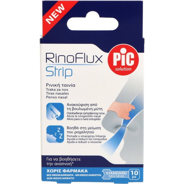 Pic Rinoflux Strip Tiras Nasales 5,6x1,8cm 10 Unidades